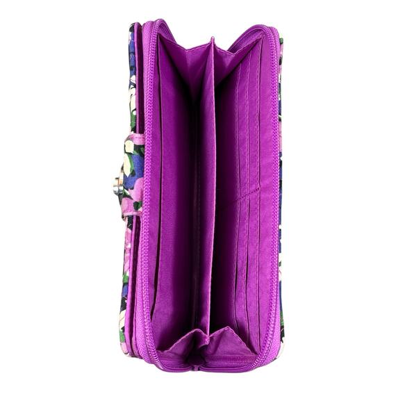 Vera Bradley Flower Garden Turn Lock Wallet Quilted Floral Zip Around Colorful - Picture 4 of 4